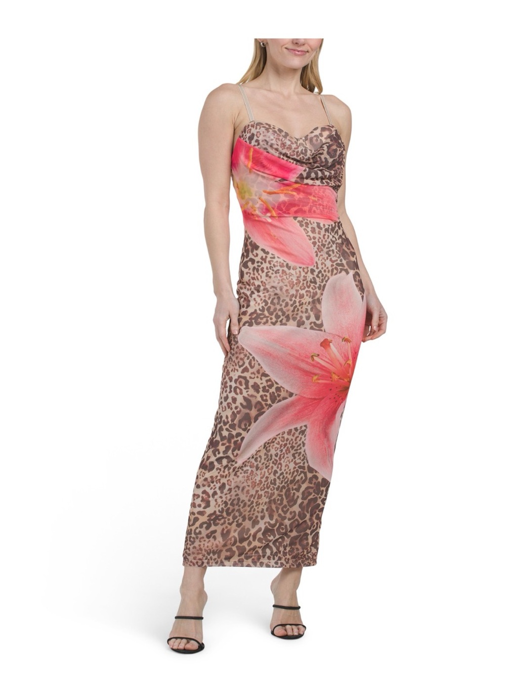Madden Girl Taupe Floral Mesh Ruched  Slip Dress Midi Medium New W/Tags